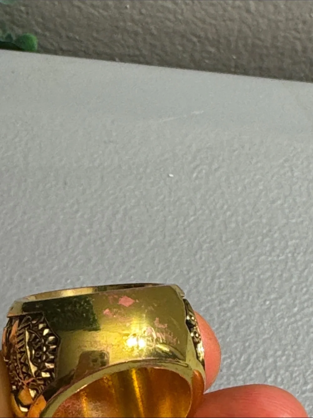 Gold and Navy Men's Championship-Style Ring